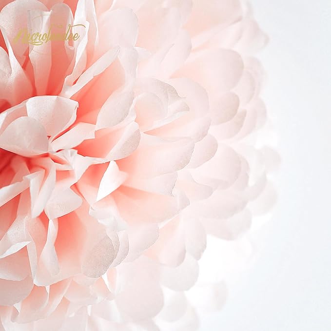 NICROLANDEE Rose Gold Wedding Decorations - 15 PCS Tissue Paper Pom Poms for Engagement Party Wedding Birthday Bridal Shower Bachelorette Dot Paper Garlands Rose Gold Valentines Party Backdrop Decor