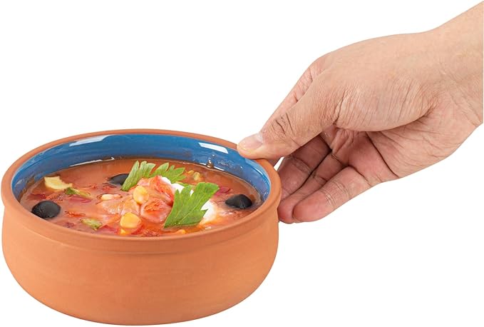Restaurantware Terracotta Cazuela Bowls 2 Pack of 17 oz Durable Rustic Serving Dish Glazed Oven-Safe Bowl Freezer-Safe Tapas Dish Microwave-Safe Dishwasher-Safe