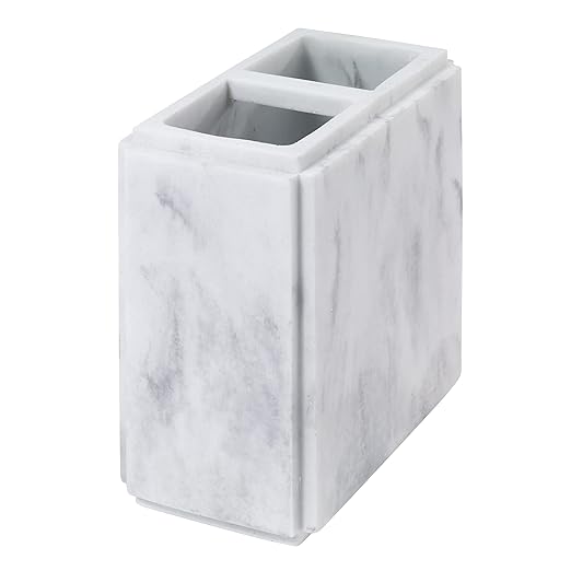 Avanti Linens - Toothbrush Holder, Resin Countertop Decor, Marble Inspired Bathroom Accessories (Catania Collection)