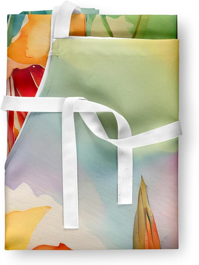 Caroline's Treasures Lilies in Watercolor Apron Cooking Kitchen Server Baking Crafts Gardening for Adult Women Men, Unisex, Large, Multicolor
