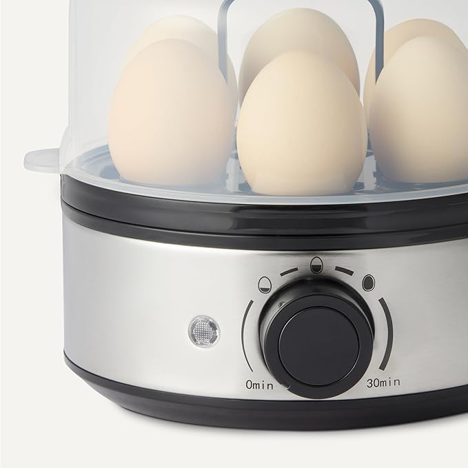 Amazon Basics Electric Egg Cooker for Hard-Boiled Eggs with Auto Shutoff, Dishwasher-Safe Parts, 7-Egg Capacity, BPA Free, Black