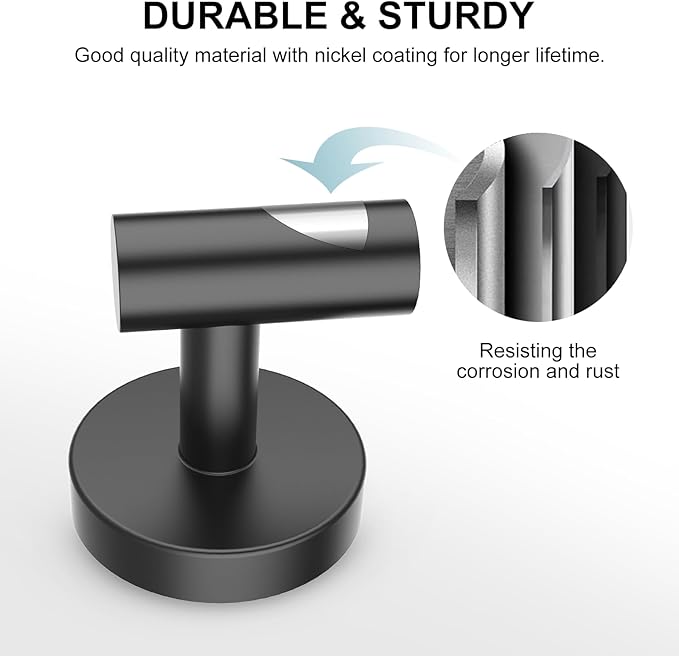 SetSail Towel Hooks for Bathrooms 4 Packs Screw-in Matte Black Bathroom Towel Hook Wall Mounted Stainless Steel Shower Towel Hooks for Coat Hanging, Drill Hole