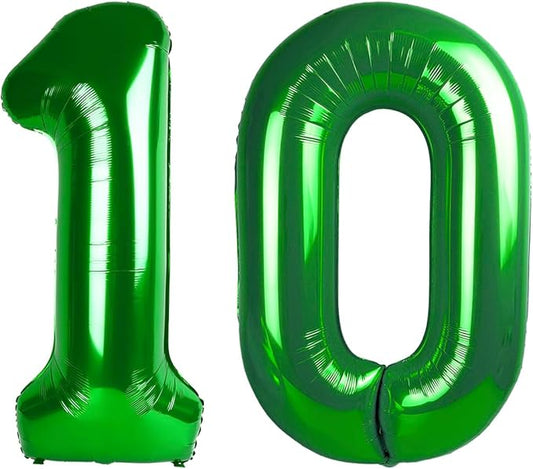 Number Balloons 40 Inch, Big Balloon, Dark Green Number 10 Balloon for 10th 100 Birthday Wedding Anniversaries Game Competition Party Balloons Decorations