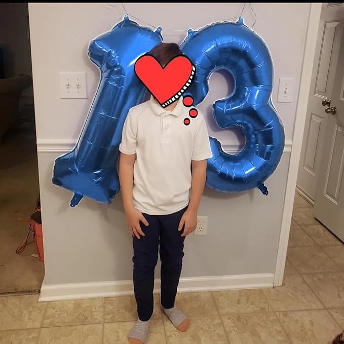 13 Balloon Number for Boys Girls, 40 Inch Number Balloons, Dark Blue Ballons Decoration for 13 31 Birthday Party, Wedding Anniversaries, Graduation