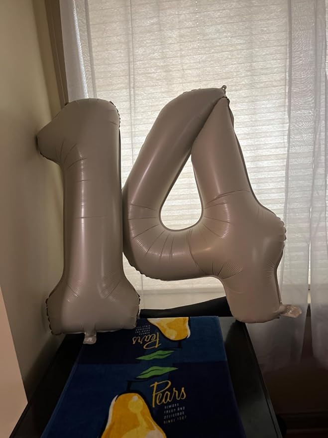 4 Balloon Numbers Birthday Decorations for Women Men, Number Balloons 40 In, Cream Birthday Party Decorations Big Balloons for 14 24 34 Wedding, Celebration Party, Graduations