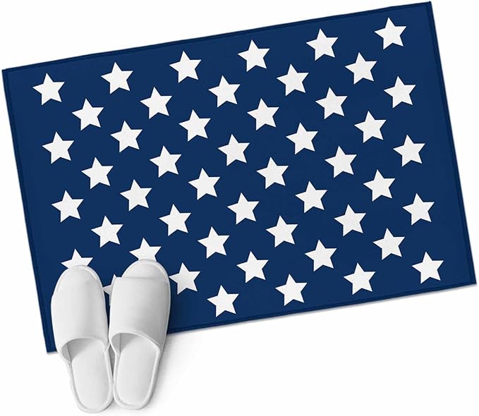 Area Rug 2x3ft, 4th of July White Star on Navy Blue Washable Rugs for Living Room Bedroom, Independence Freedom Liberty Soft Non-Slip Area Rugs Rectangle Floor Carpet for Dining Room
