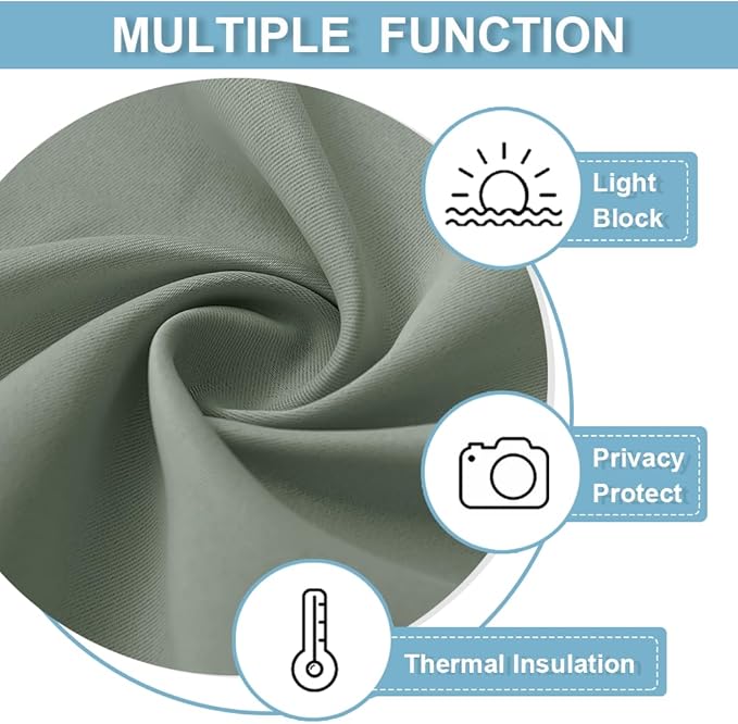 RYB HOME French Door Curtain - Privacy Protect Thermal Insulated Doorway Shade for Kitchen Living Room Dining, 69 Inches 30 Wide Sage Green Curtains, 1 Panel