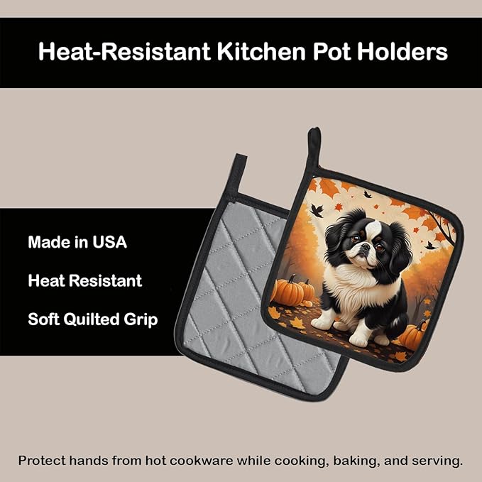 Caroline's Treasures DAC1052PTHD Japanese Chin Fall Pair of Pot Holders Kitchen Heat Resistant Pot Holders Sets Oven Hot Pads for Cooking Baking BBQ, 7 1/2 x 7 1/2