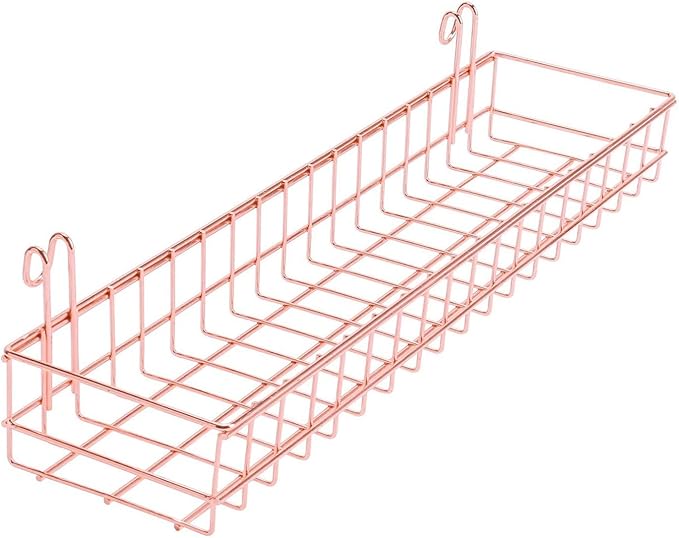 Multi-function Wall Storage and Display Basket, Decorative Basket for Wire Wall Grid Panel, Rose Gold
