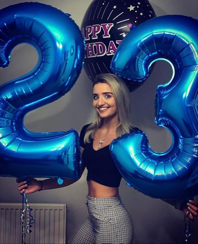 40 Inch Balloon 25 Numbers, Happy 25th Birthday Decorations for Women, Dark Blue Foil Large Ballon for 2 5 25 52 Birthday Party Wedding Anniversary Supplies