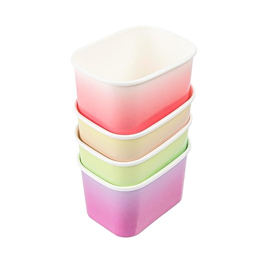 Restaurantware Paper Cups 200 Count 12 Ounce Square Disposable Ice Cream Containers, Leak-Resistant Paper Dessert To Go Cups, Hot And Cold Food, Durable Assorted Ombre Design