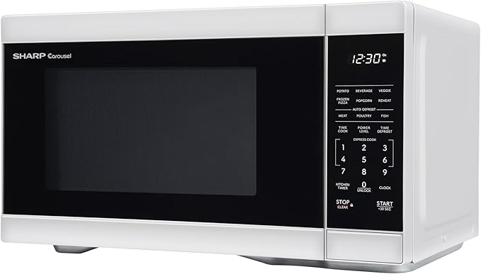 SHARP Countertop Microwave Oven with Removable 12.4" Carousel Turntable, 1000 Watt, 1.1 Cubic Feet, White