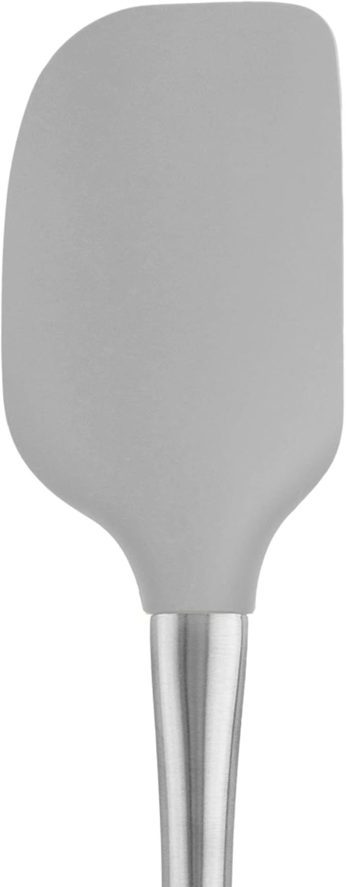 Tovolo Flex-Core Silicone Spatula Metal Handle for Scraping Bowls Mixing and Baking, Dishwasher Safe Heat Resistant Stainless Steel Silicone Spatula for Cast Iron and Nonstick Cookware, Oyster Gray