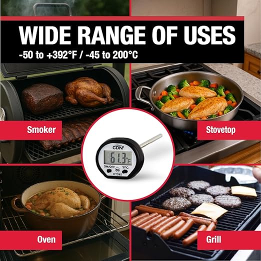 CDN Waterproof Instant Read Digital Thermometer | NSF Certified | ProAccurate® | 5" Stem with Protective Sheath | For Meat, Poultry, Candy | Easy One-Button Operation | DT392