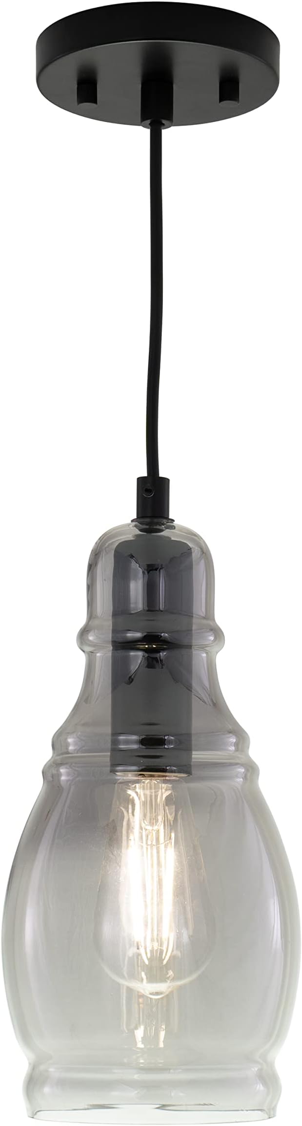 VAXCEL Millie Matte Black Mini Pendant Ceiling Light Smoke Gray Glass