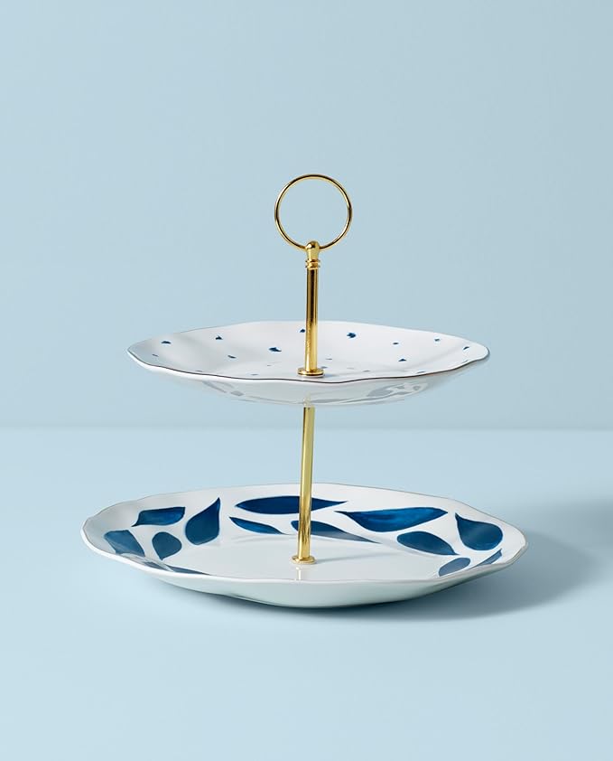 Lenox Blue Bay 2-Tiered Server, 3.05 LB