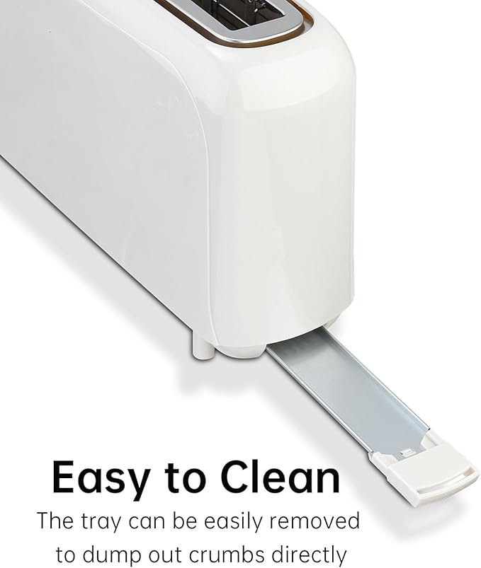 SEEDEEM 2 Slice Slim Toaster, Single 10" Long Slot Toaster Fits Bagels & Artisan Bread, 6 Shade Settings, Cancel/Reheat/Defrost, Removable Crumb Tray, Auto Shut-Off, White