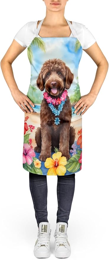 Caroline's Treasures Labradoodle Luau Apron Cooking Kitchen Server Baking Crafts Gardening for Adult Women Men, Unisex, Large, Multicolor