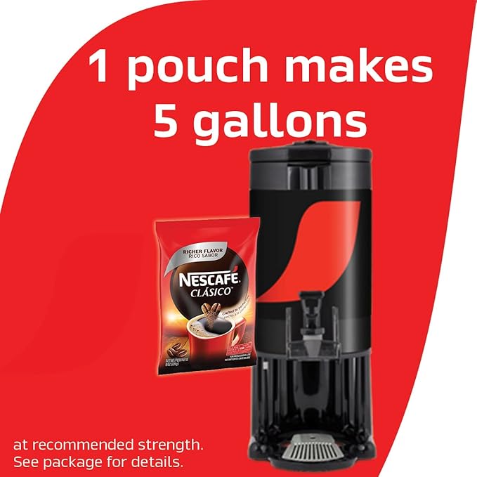 NESCAFÉ® Clásico™ Dark Roast Instant Coffee, 8 Oz Pouch (Pack of 2)