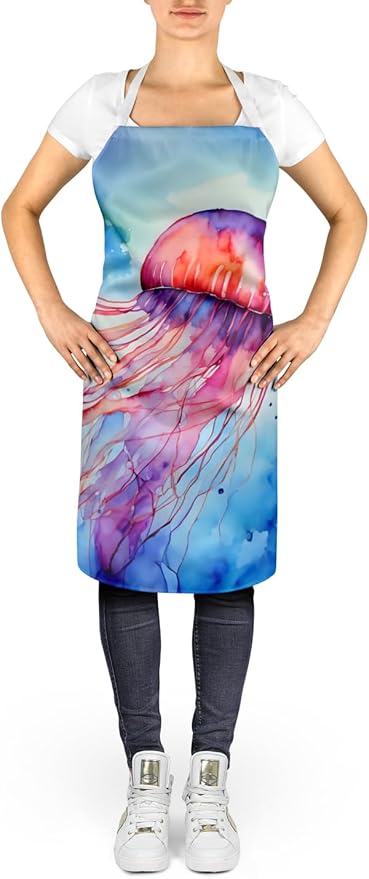 Caroline's Treasures Jellyfish Apron Cooking Kitchen Server Baking Crafts Gardening for Adult Women Men, Unisex, Large, Multicolor