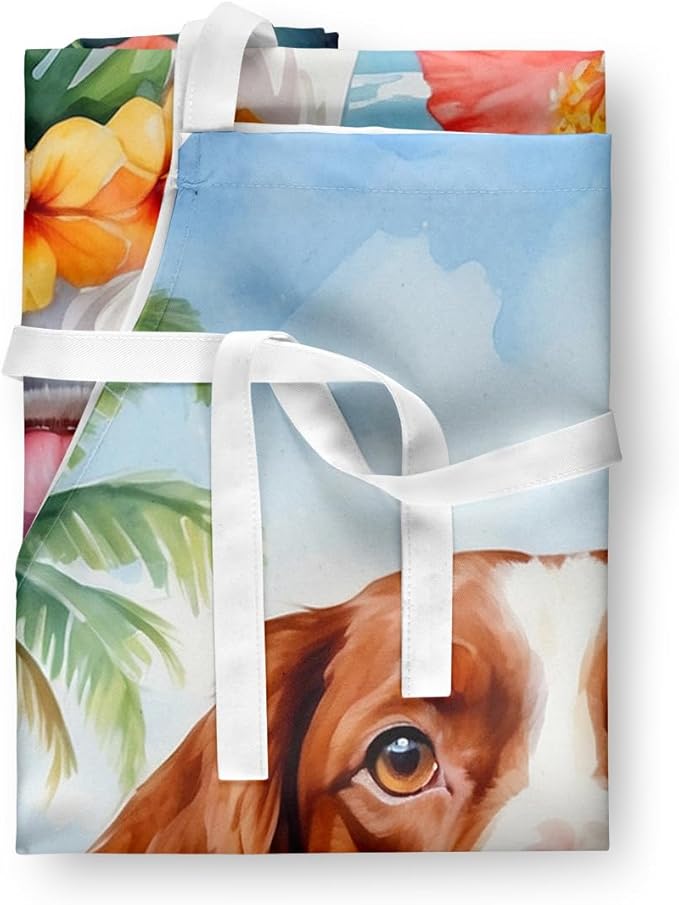 Caroline's Treasures Brittany Spaniel Luau Apron Cooking Kitchen Server Baking Crafts Gardening for Adult Women Men, Unisex, Large, Multicolor