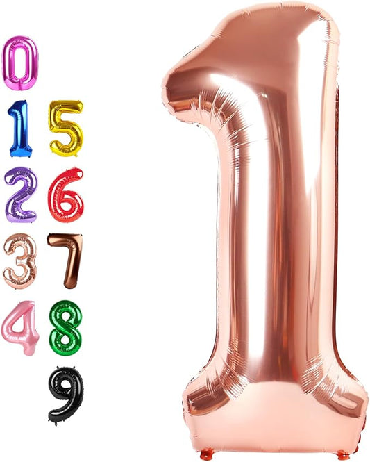 One Balloons Number for First Birthday, Balloon Numbers 40 Inch, Rose Gold for Baby Shower, Big Baloon for 1 11 12 13 16 18 21 Birthday Wedding Anniversaries Party