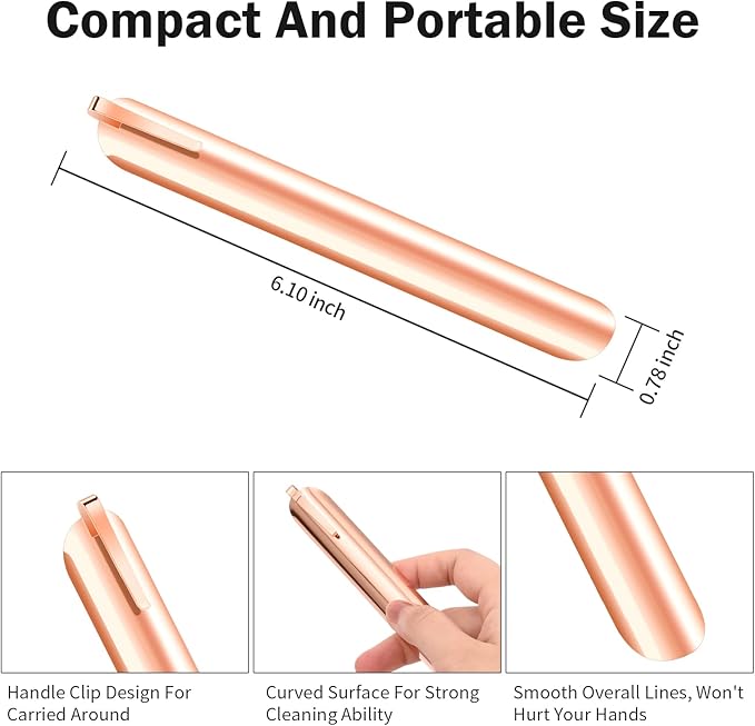 Food Scraper, Restaurant Table Crumb Sweepers, Crumb Cleaner Tool for Kitchen, Stainless Steel Crumb Catcher for Crumbs, Crumber Tool Server Accessories for Waitresses Waiters (2 PACK, Rose Gold)