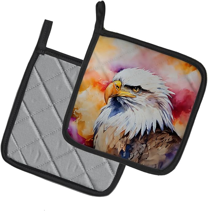 Caroline's Treasures Eagle Pair of Pot Holders Kitchen Heat Resistant Pot Holders Sets Oven Hot Pads for Cooking Baking BBQ, 7 1/2 x 7 1/2
