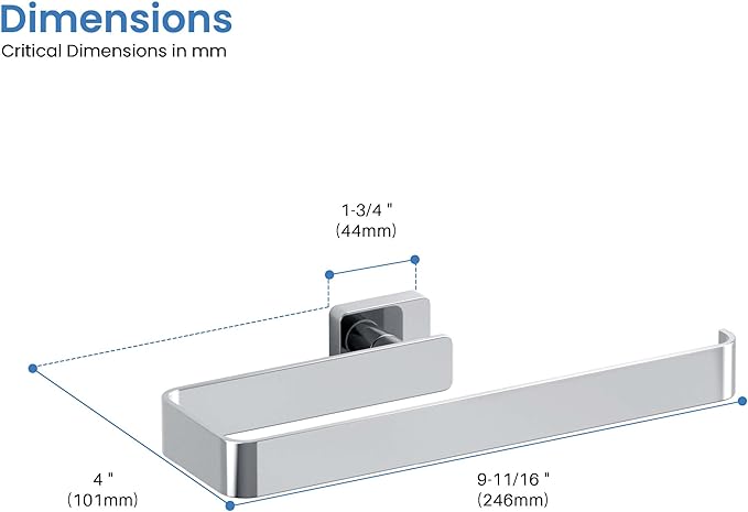 KIBI Blaze 10-Inch Bathroom Towel Bar – Solid Brass, Wall Mounted Hand Towel Holder, Sleek Modern Design, Rust-Resistant, Perfect for Bathroom, Vanity & Kitchen Sink Area (Chrome) (KBA16)
