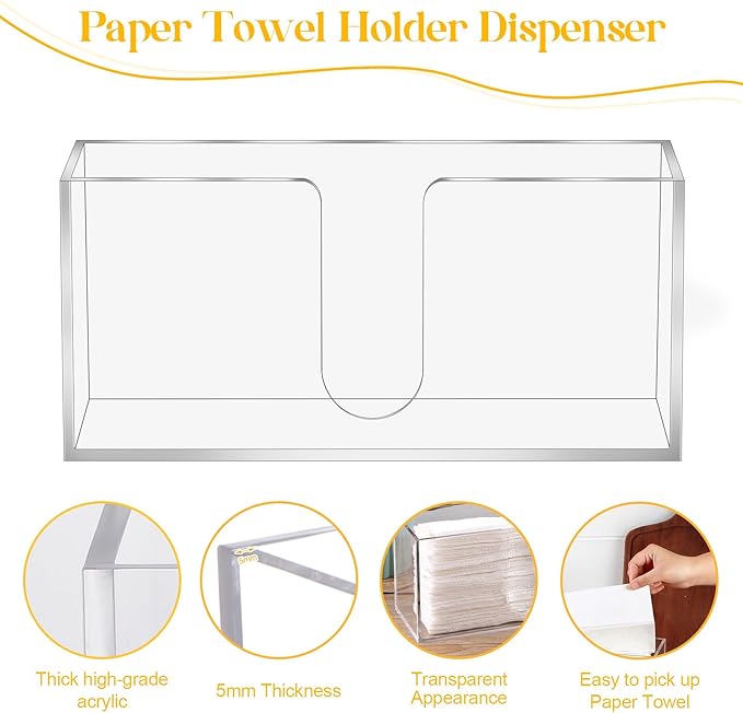 4 Pack Clear Acrylic Countertop Paper Towel Dispenser for Bathroom Toilet and Kitchen Suitable for Z fold C fold or MultiFold Trifold Paper Towels Stylish and Functional Napkin HOL