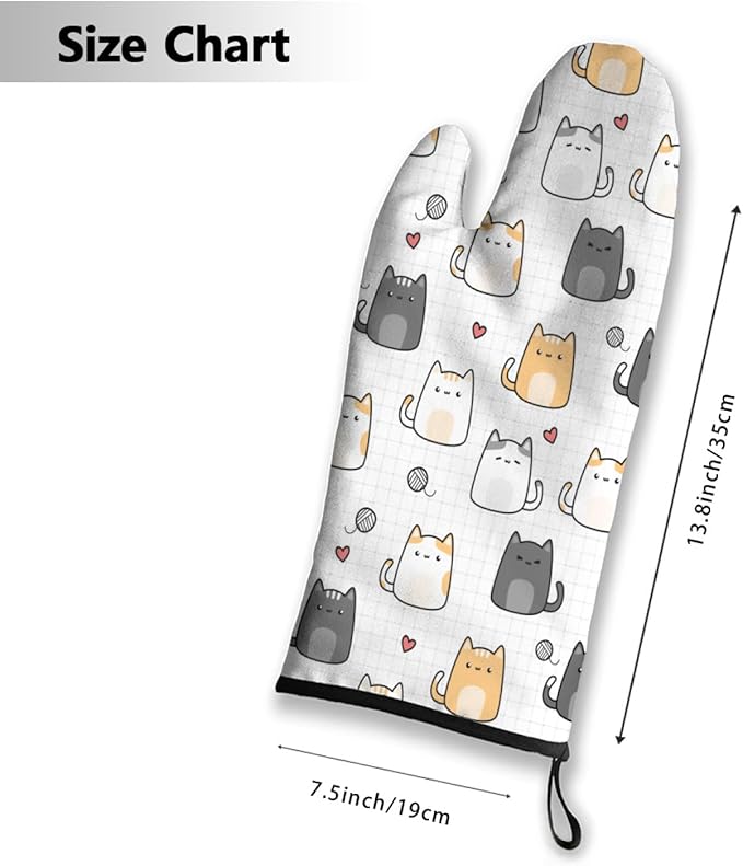 Oven Mitts Cute Animals Heat Resistant Wear-resistant Easy Clean Grill Gloves with Thick Cotton Liner for Grilling Cooking Baking 2PCS