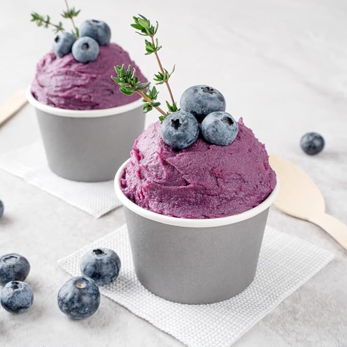 Coppetta 4 Ounce Dessert Cups, 50 Disposable Ice Cream Cups - Lids Sold Separately, Heavy-Duty, Gray Paper Frozen Yogurt Bowls, For Hot And Cold Foods, Perfect For Gelato Or Mousse - Restaurantware
