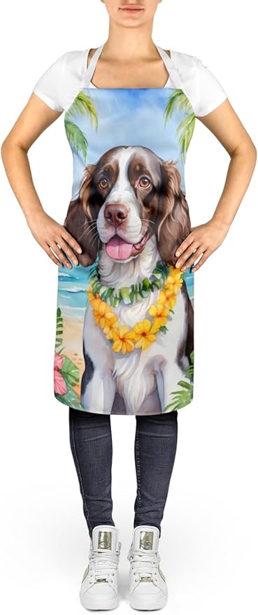 Caroline's Treasures English Springer Spaniel Luau Apron Cooking Kitchen Server Baking Crafts Gardening for Adult Women Men, Unisex, Large, Multicolor