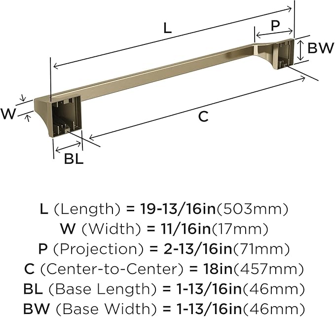 Amerock BH36023BBZ | Golden Champagne Towel Bar | 18 in (457 mm) Towel Rack | Mulholland | Bathroom Towel Holder | Bathroom Hardware | Bath Accessories