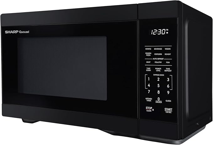 SHARP Countertop Microwave Oven with Removable 12.4" Carousel Turntable, 1000 Watt, 1.1 Cubic Feet, Black
