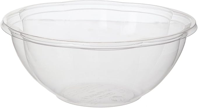 ECO PRODUCTS Compostable 24oz Salad Bowl, Clear PLA Plastic, With Lid, Case of 150, Grab 'n' Go Round Cold Takeout Food Containers, Renewable Plant-Based, Disposable, ASTM Compliant, BPI-Certified