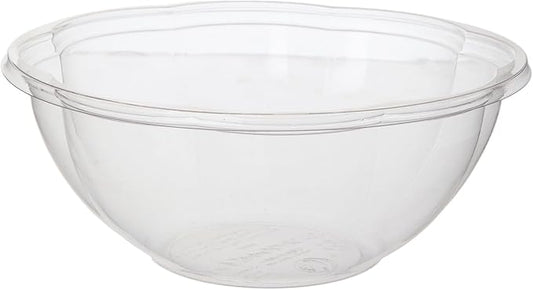 ECO PRODUCTS Compostable Clear PLA Plastic 24oz Salad Bowl No Lid, Case of 300, Disposable Round To Go Cold Food Containers, Lids Sold Separately, Renewable PLA Material Made from Plants, ASTM, BPI