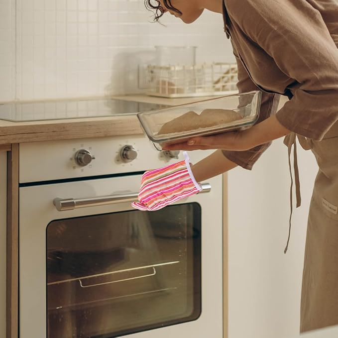 VALICLUD Oven Mitt Heat Resistant Kitchen Gloves Insulated Cooking Gloves for Baking Grilling and Barbecue with Hanging Design 10.43X6.69In