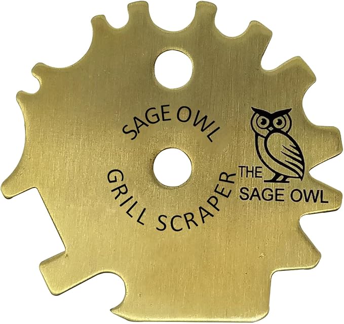 Sage Owl Bristle-Free Brass BBQ Grill Scraper – Safe Grill Cleaner for Outdoor, Porcelain, and Smoker Grills – Kitchen Gadgets, Barbecue Grilling Tools - Unique Gifts for Men Who Have Everything