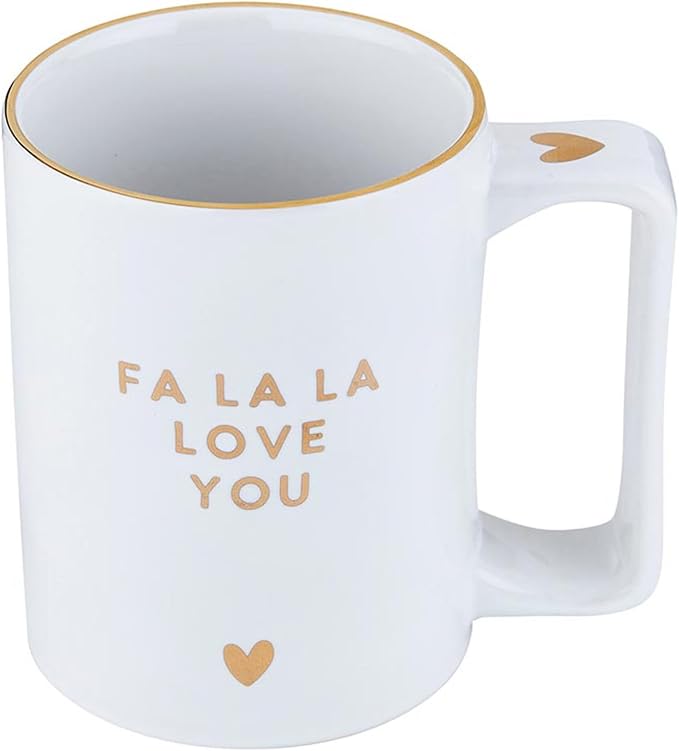 Santa Barbara Design Studio Holiday Ceramic Mug with Gold Foil Detail, 16-Ounces, Love You