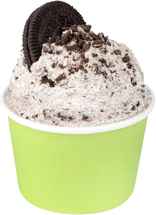 Coppetta 4 Ounce Dessert Cups, 200 Disposable Ice Cream Cups - Lids Sold Separately, Heavy-Duty, Green Paper Frozen Yogurt Bowls, For Hot And Cold Foods, Perfect For Gelato Or Mousse - Restaurantware