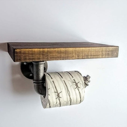 Kitchen Roll Holder Wall Mounted, Metal Paper Towel Holder for The Kitchen Wall Industrial Retro Water Pipe Shelves (Size : 25×15cm)