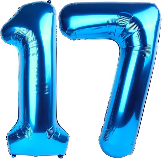 Dark Blue Happy 17 71 Birthday Number Balloons, 40 Inch Ballon for Boys Girls, Big Digital Balloons for Celebration Party, Graduation Supplies