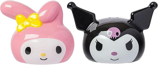 Silver Buffalo Sanrio Hello Kitty and Friends My Melody And Kuromi 3D Sculpted Ceramic Salt and Pepper Shaker Set