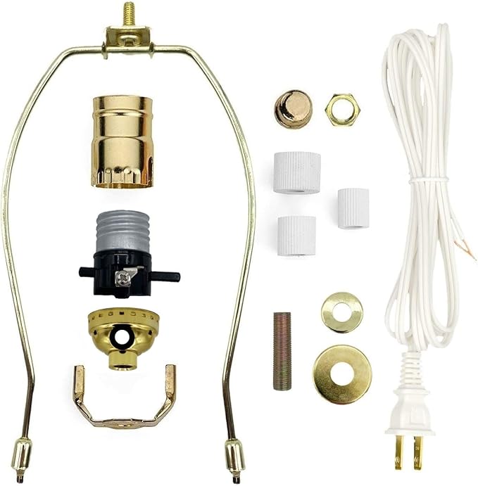 Creative Hobbies Lamp Kit for Liquor Bottles, Wine Bottles - Includes All Adapters, Socket, Cord and Harp (Gold)
