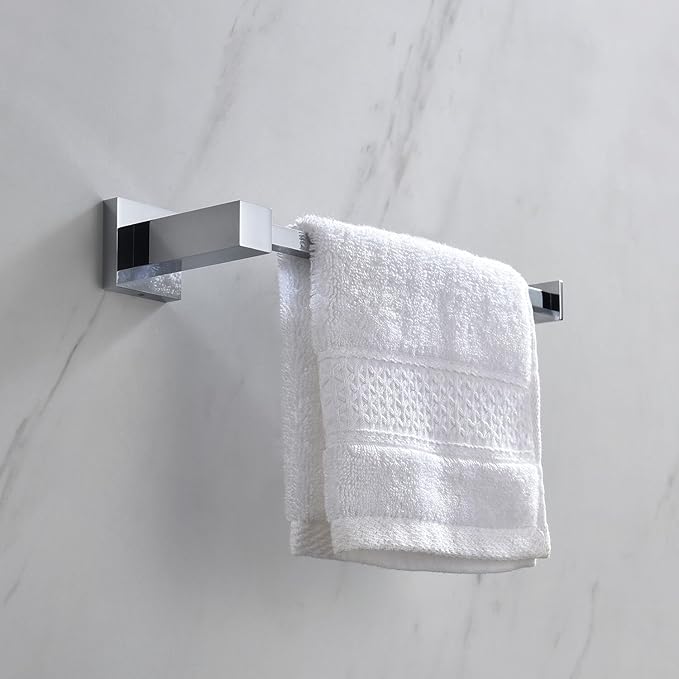 KIBI Cube 10 Inch Hand Towel Bar in Chrome Finish | Solid Brass, Wall Mounted, Rust-Resistant Finish Bathroom Towel Holder for Bathroom, Kitchen, Washroom | Modern & Durable Design (KBA1503CH)