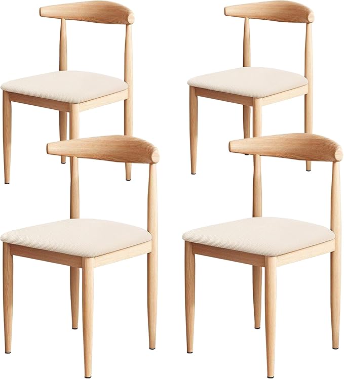 Newfashion Waterproof Dining Chair Seat Covers Set of 4, Stretch Dining Room Cushion Slipcovers Non-Slip Elastic Seat Cover for Kitchen Chairs Washable Parson Chair Protectors(Off-white-4PCS)