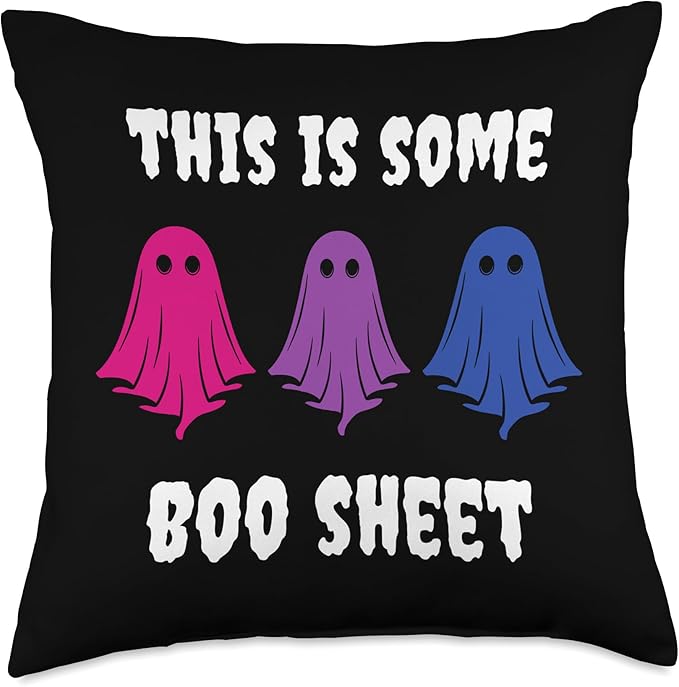 Bi Pride Halloween Bisexual LGBTQ Funny LGBT Halloween Bi Subtle Bisexual LGBT This is Some Boo Sheet Throw Pillow, 18x18, Multicolor