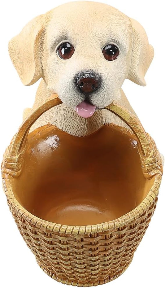 Cute Labrador Candy Bowl, Resin Dog Figurine Key Bowl for Entryway Table, Desktop Storage Basket Organizer for Desk, Unique Dog Lover Gift