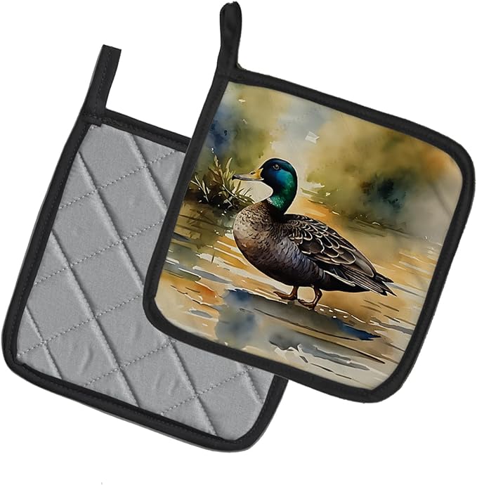 Caroline's Treasures American Black Duck Pair of Pot Holders Kitchen Heat Resistant Pot Holders Sets Oven Hot Pads for Cooking Baking BBQ, 7 1/2 x 7 1/2